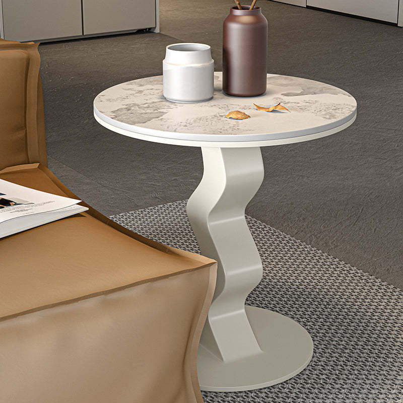 Luxury Round Rock Slab Steel End Table