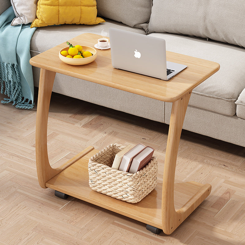 Minimalist Wood Coffee Table 2-Tier — Walnut Color