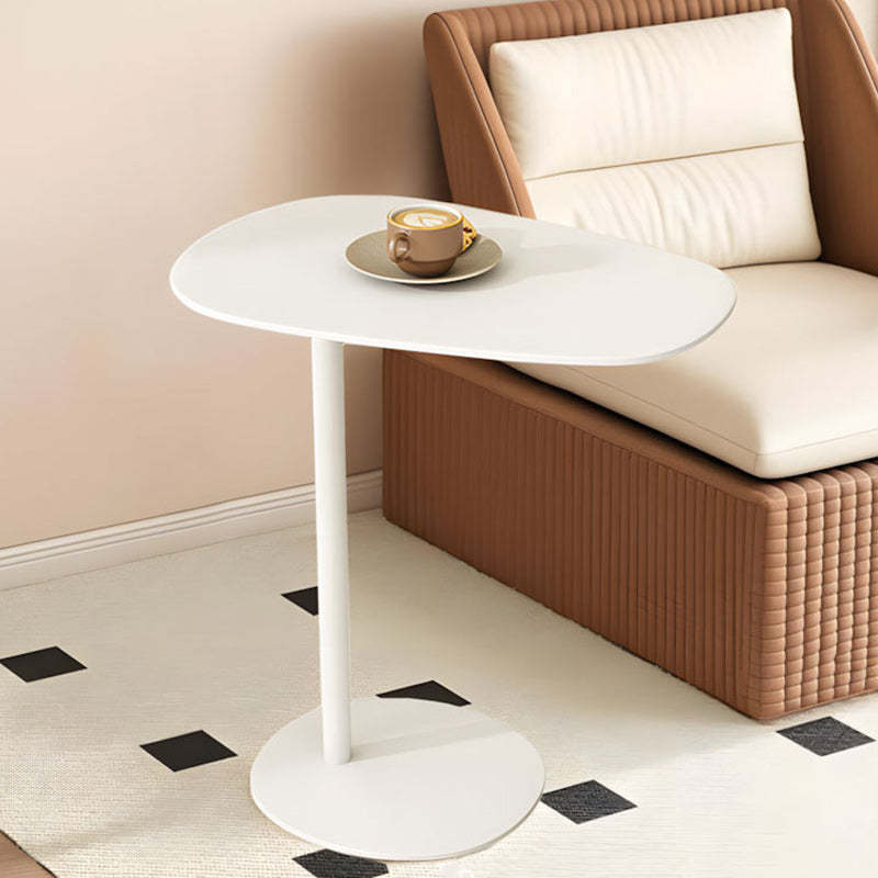 Minimalist Oval Iron End Table — White