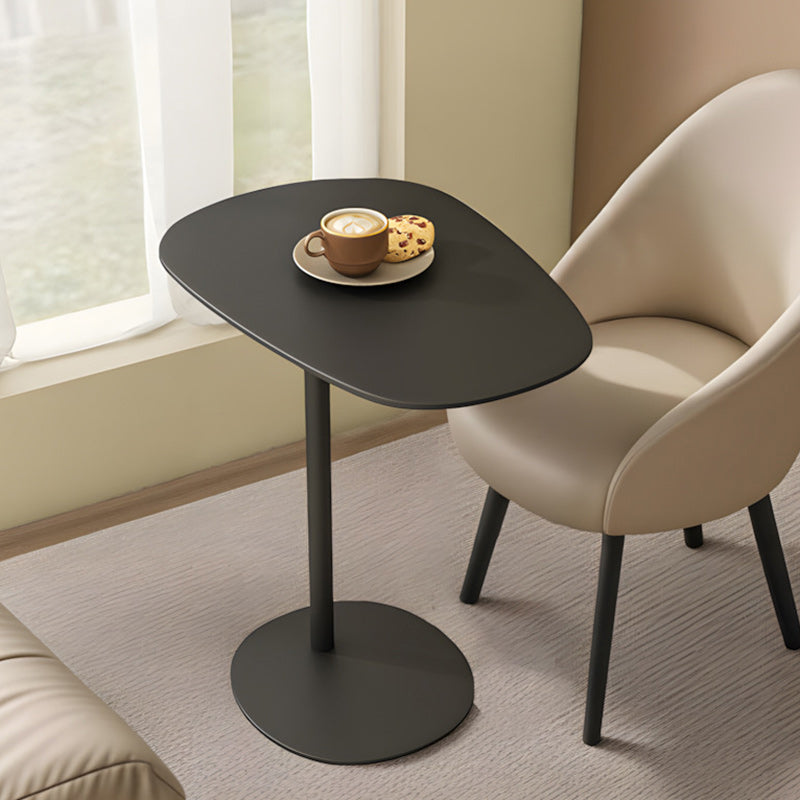 Minimalist Oval Iron End Table — Beige