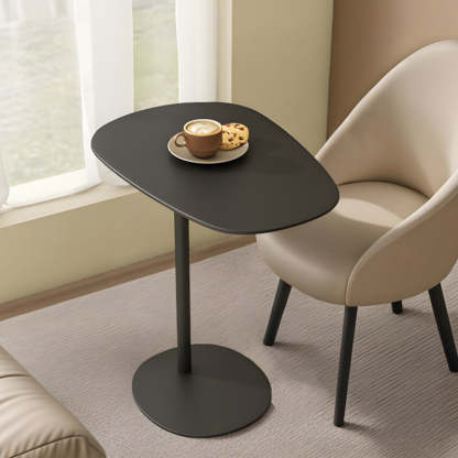 Minimalist Oval Iron End Table — Beige