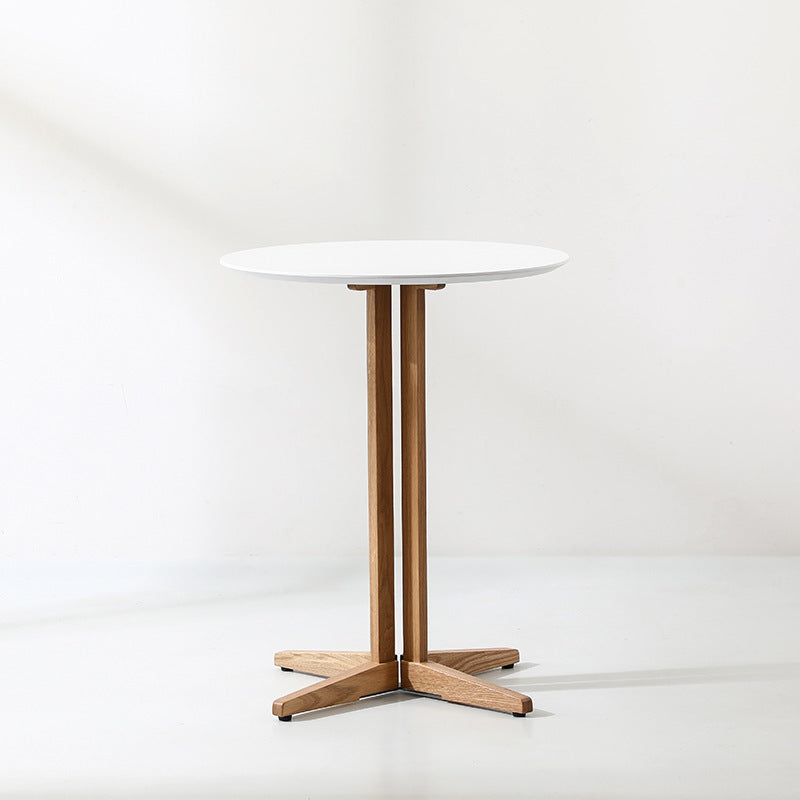 Scandinavian Round Wood End Table — White