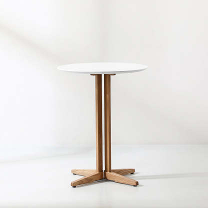 Scandinavian Round Wood End Table — White
