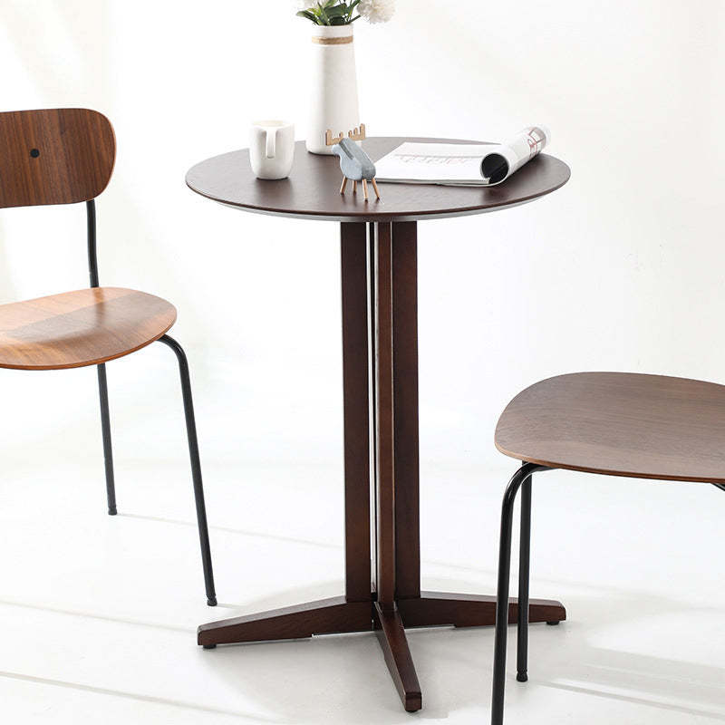 Scandinavian Round Wood End Table — Walnut Color
