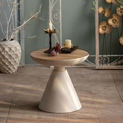 Vintage Magnesium Oxide Wood End Table — B