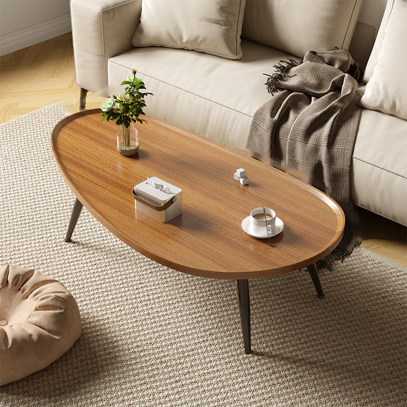Japanese Oval Steel Wood Coffee Table