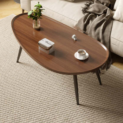 Japanese Oval Steel Wood Coffee Table