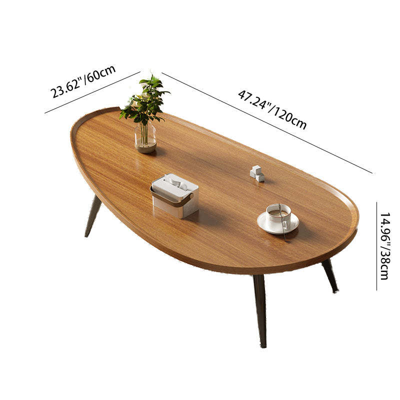 Japanese Oval Steel Wood Coffee Table