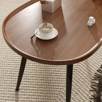 Japanese Oval Steel Wood Coffee Table