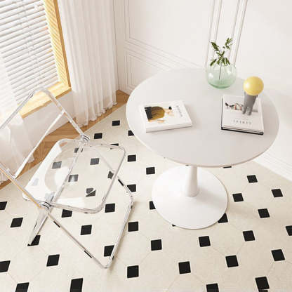 Nordic Round Steel Wood End Table — White