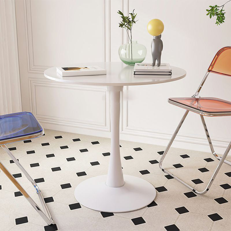 Nordic Round Steel Wood End Table — White