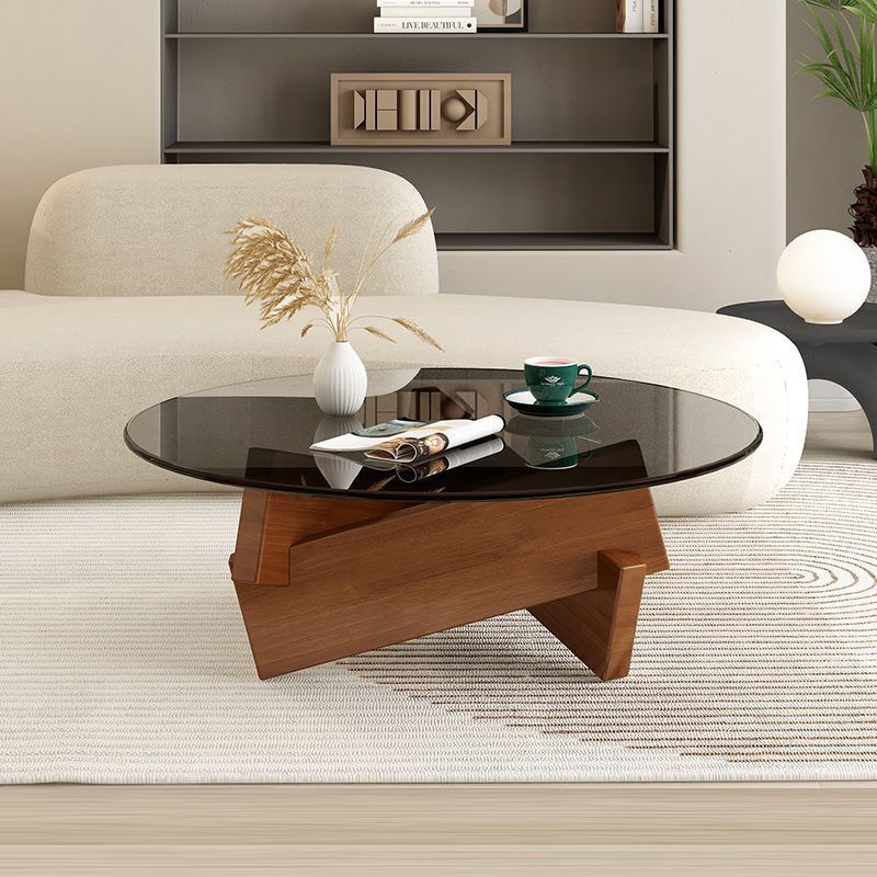 Nordic Wood Glass Coffee Table - Trn