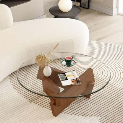 Nordic Wood Glass Coffee Table