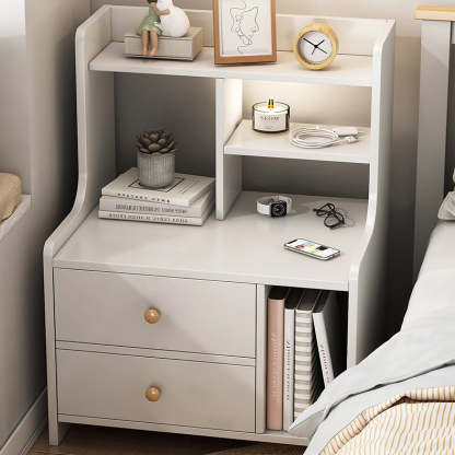 Nordic Wood Nightstand 2/3-Drawer — 3 / White