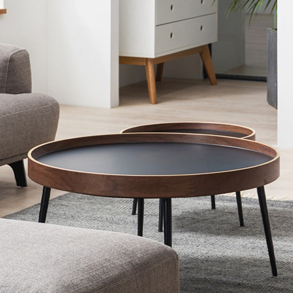 Scandinavian Iron Wood Coffee Table — Walnut Color & Black