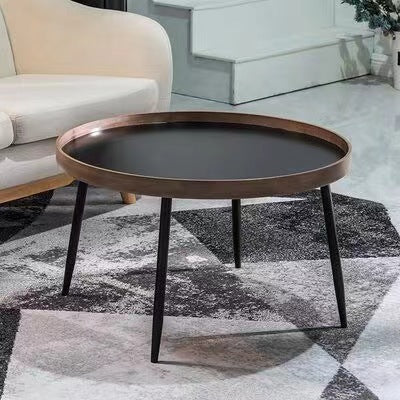 Scandinavian Iron Wood Coffee Table — Walnut Color & Black