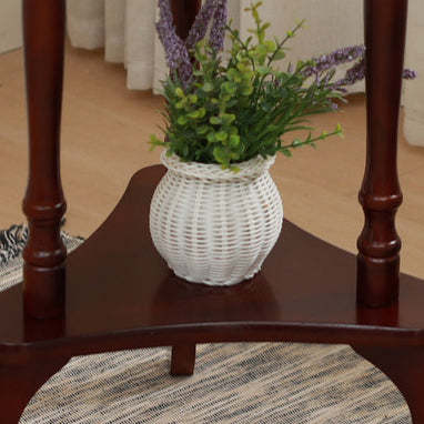 European Round Wood End Table 2-Tier