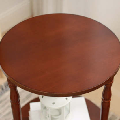 European Round Wood End Table 2-Tier