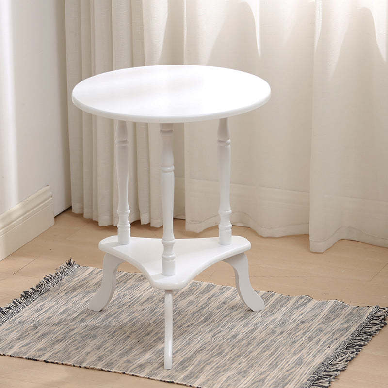 European Round Wood End Table 2-Tier — Black