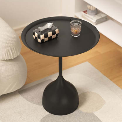 Minimalist Round Iron End Table — Black