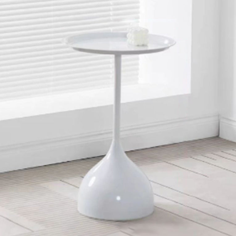 Minimalist Round Iron End Table — White