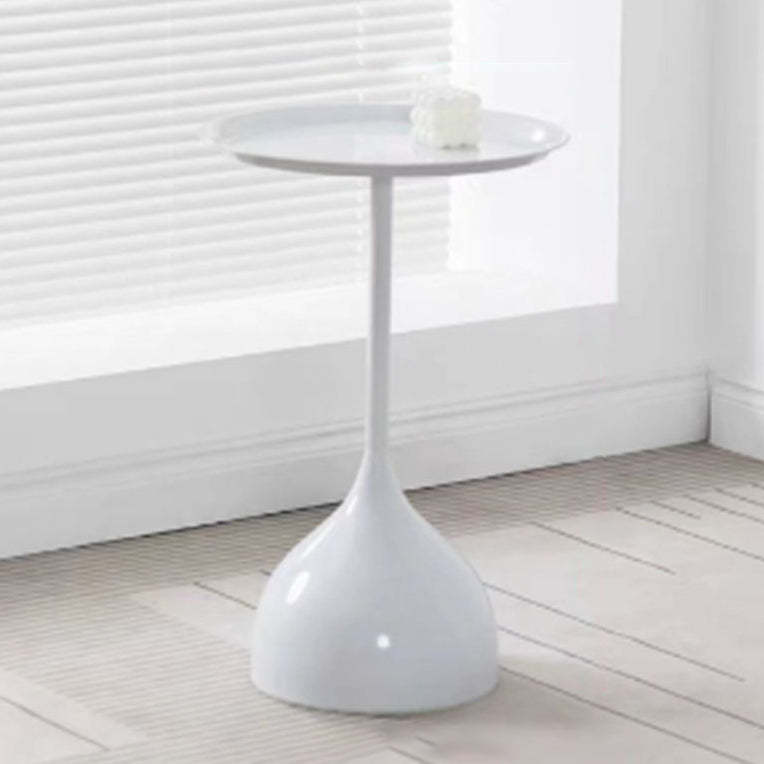 Minimalist Round Iron End Table — White