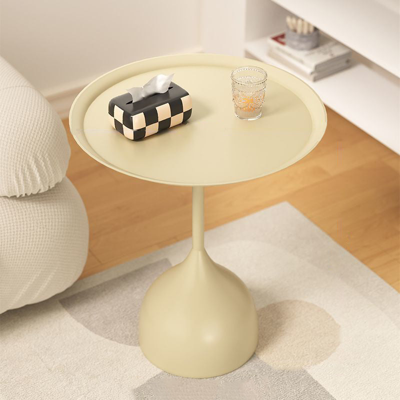Minimalist Round Iron End Table — Yellow