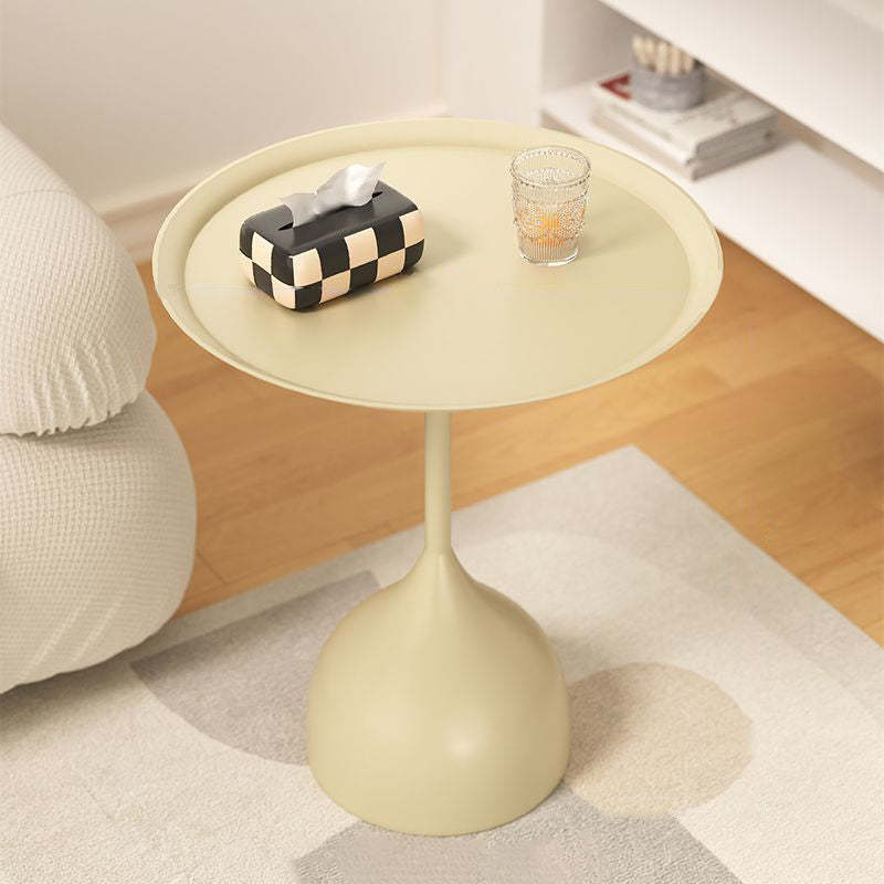 Minimalist Round Iron End Table — Yellow