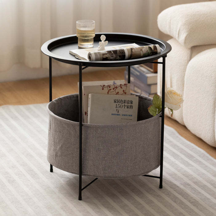 Minimalist end 2-tier end & side tables in iron — Black