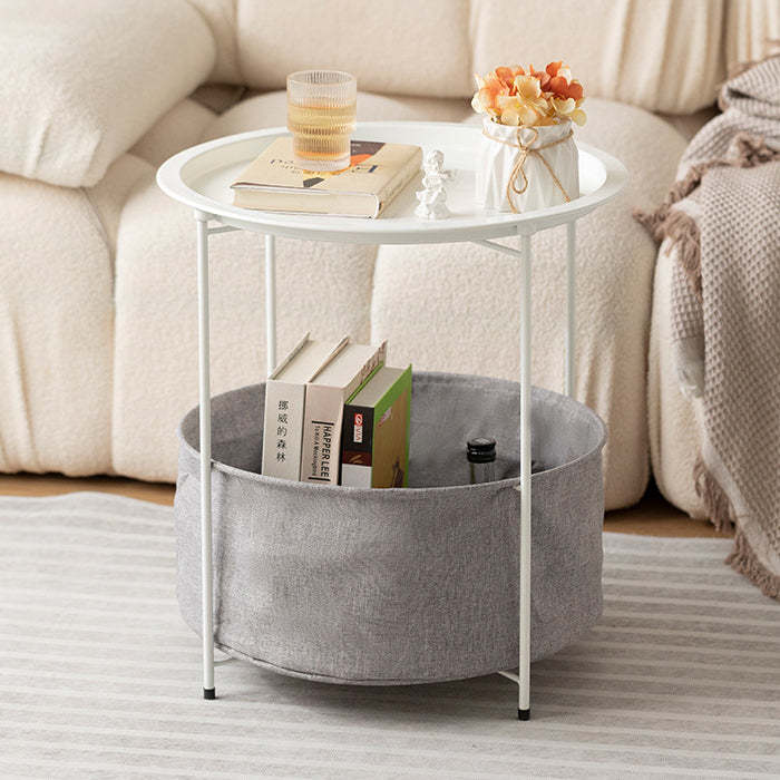 Minimalist end 2-tier end & side tables in iron fabric metal