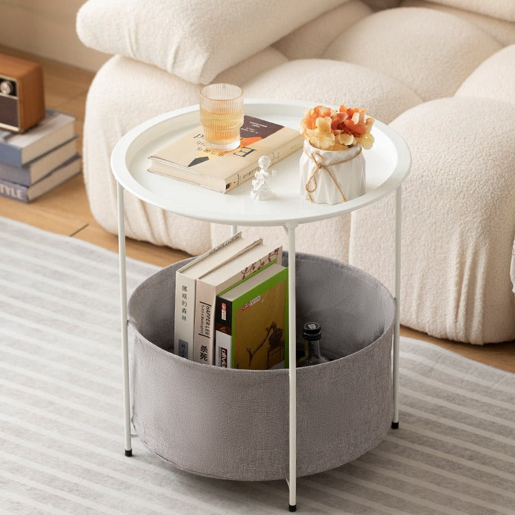 Minimalist Iron Fabric End Table 2-Tier