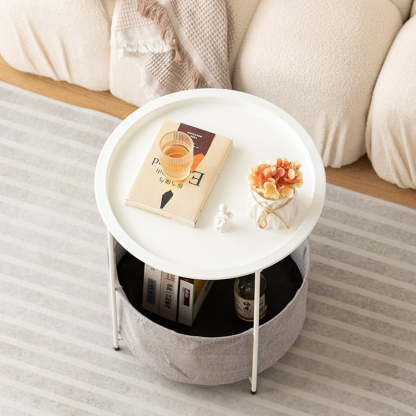 Minimalist Iron Fabric End Table 2-Tier