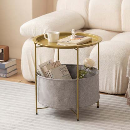 Minimalist Iron Fabric End Table 2-Tier