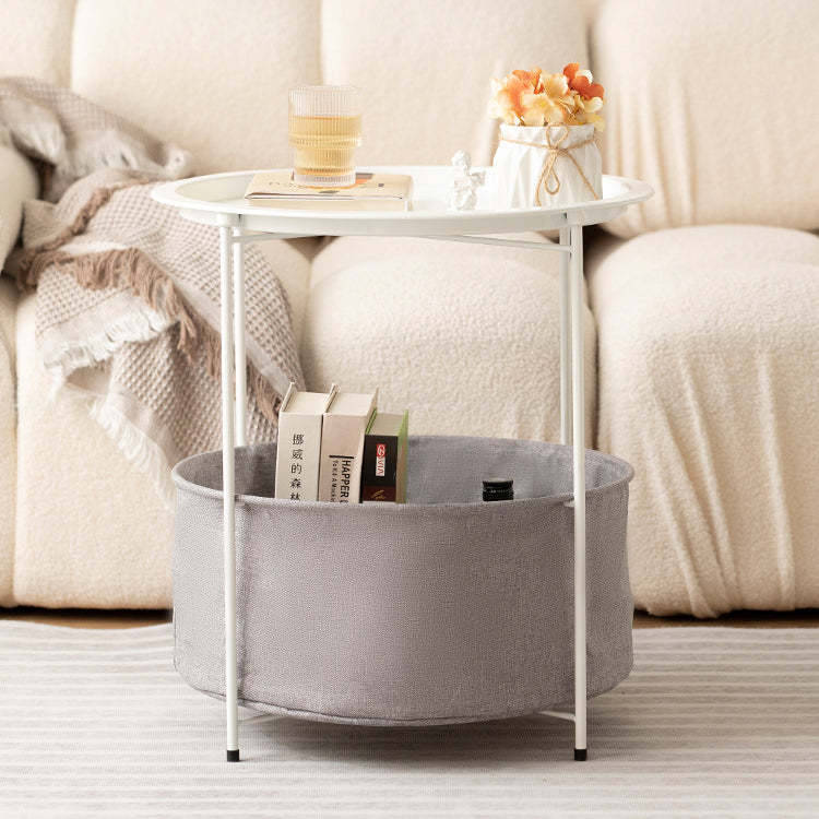 Minimalist Iron Fabric End Table 2-Tier