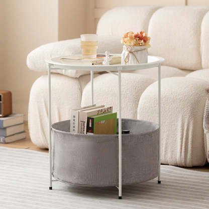 Minimalist Iron Fabric End Table 2-Tier