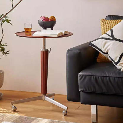 Vintage Aluminum Wood End Table — Walnut Color