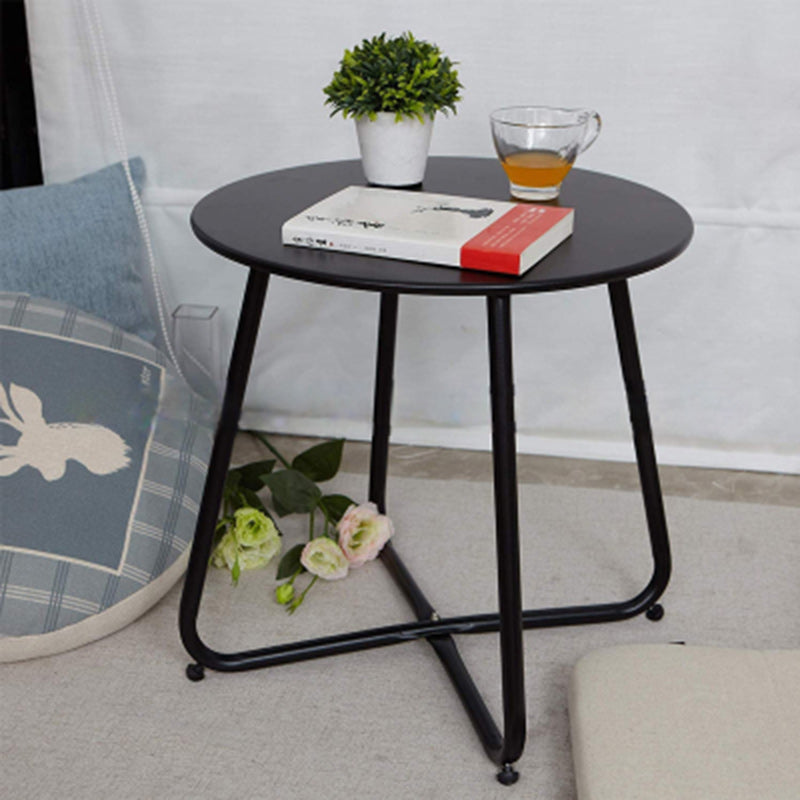 Minimalist Round Iron End Table - Black