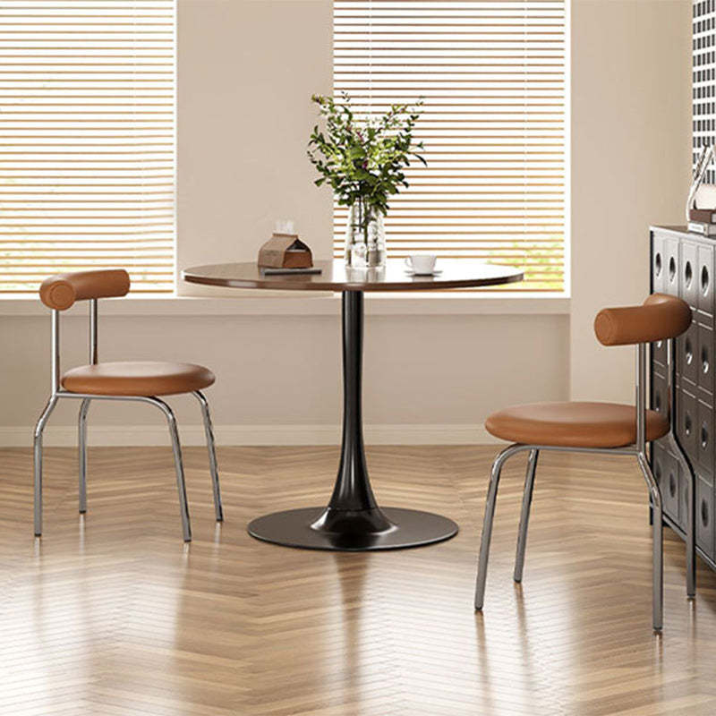 Nordic Wood Steel Coffee Table — Walnut Color