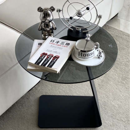 Minimalist Steel Glass Coffee Table — Black