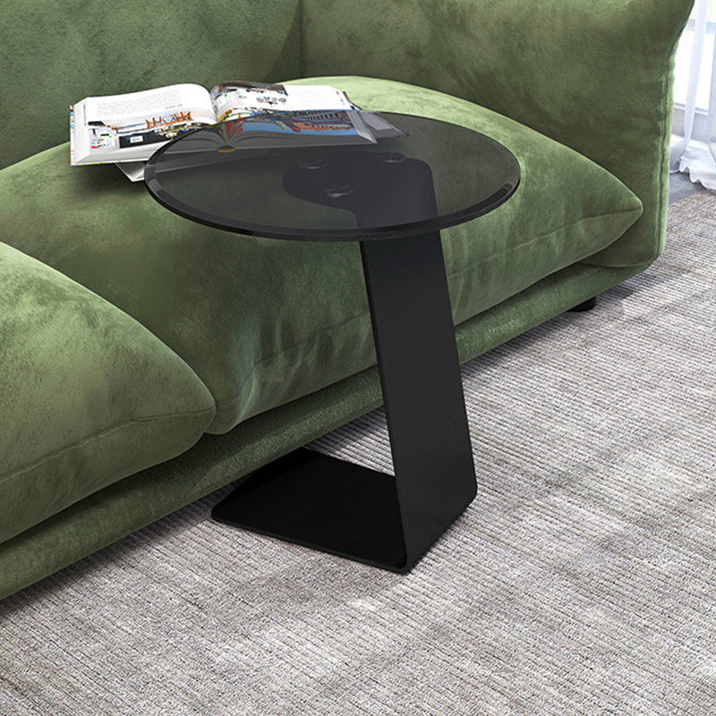 Steel glass leather coffee tables in gray