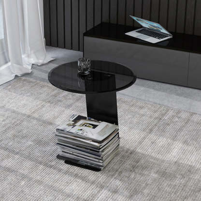 Minimalist Steel Glass Coffee Table