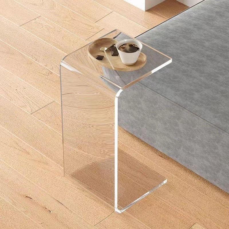 Minimalist Rectangular Acrylic End Table — Transparent