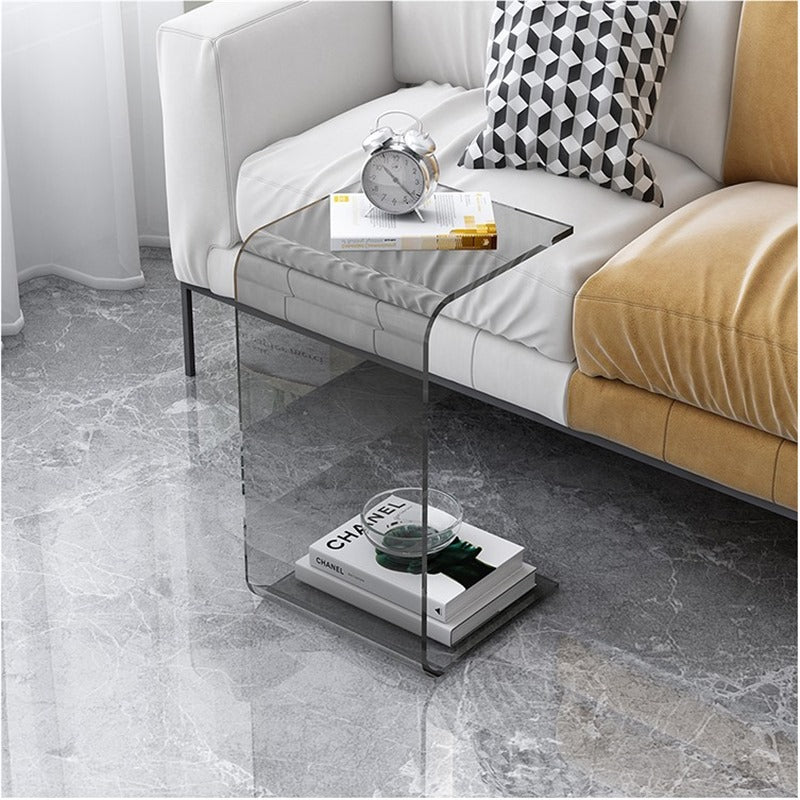 Minimalist Rectangular Acrylic End Table — Tea Color