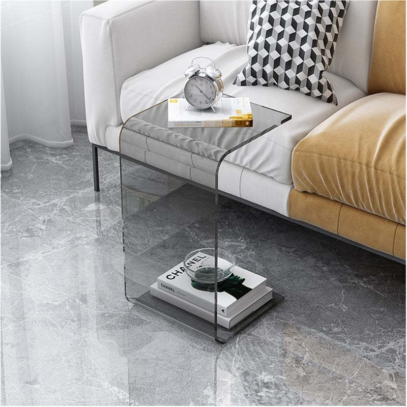 Minimalist Rectangular Acrylic End Table — Tea Color