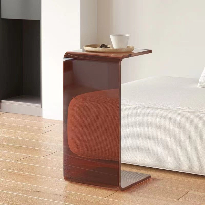 Minimalist Rectangular Acrylic End Table — Light Blue