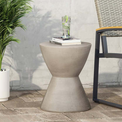 Nordic Cylinder Magnesium Oxide End Table — Gray