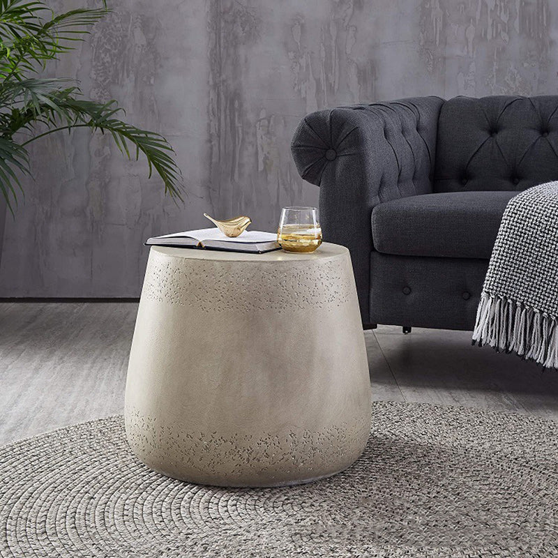 Scandinavian Cylinder Magnesium Oxide End Table — Gray