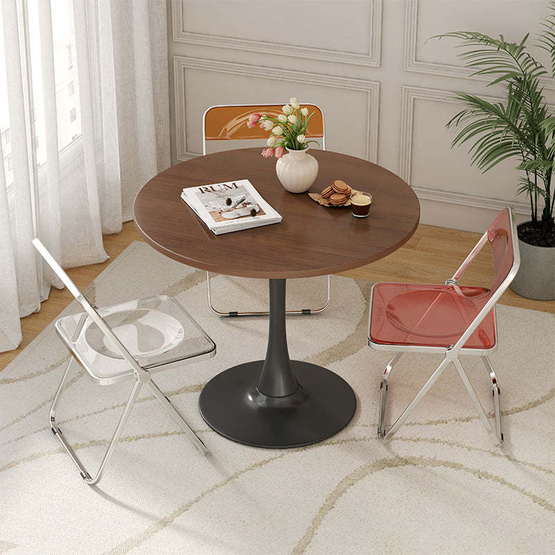 Nordic Iron Wood End Table — Walnut Color