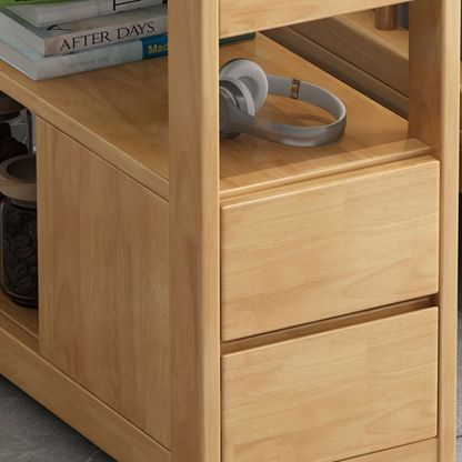Japanese Rectangular Wood Rock Slab 2-Drawer End Table
