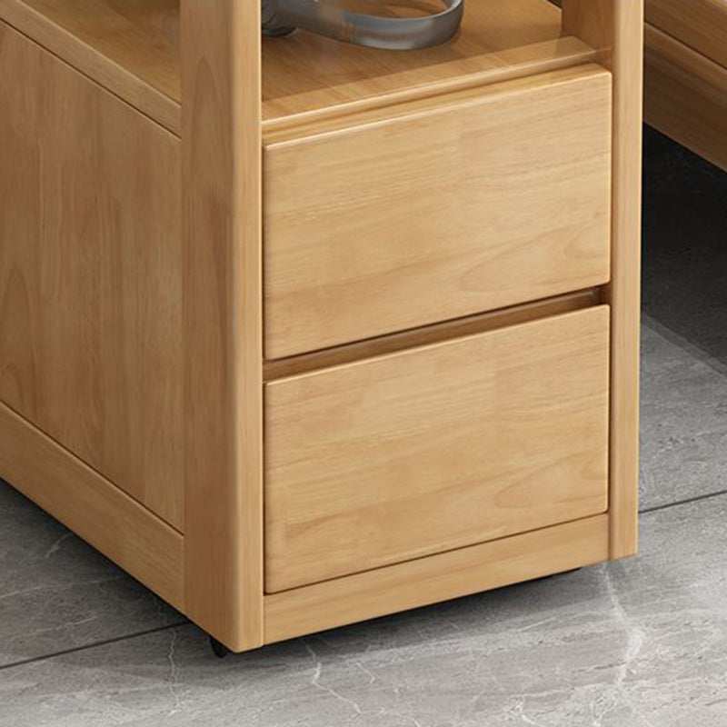 Japanese Rectangular Wood Rock Slab 2-Drawer End Table